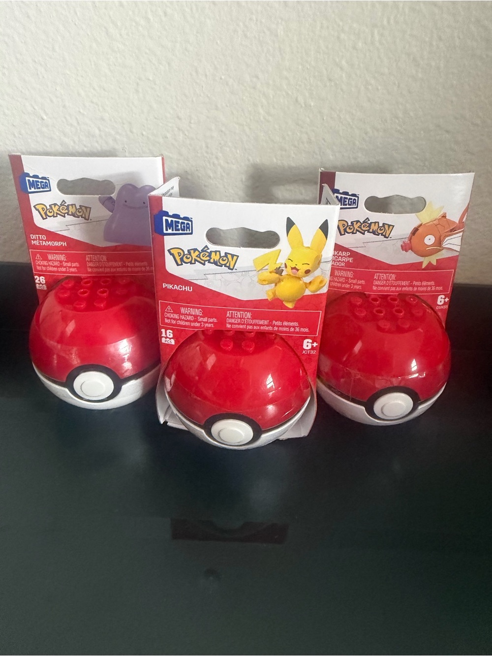 Pokemon Poké Ball Mega Construx Set of 3 Building Toys Pikachu Ditto Magikarp